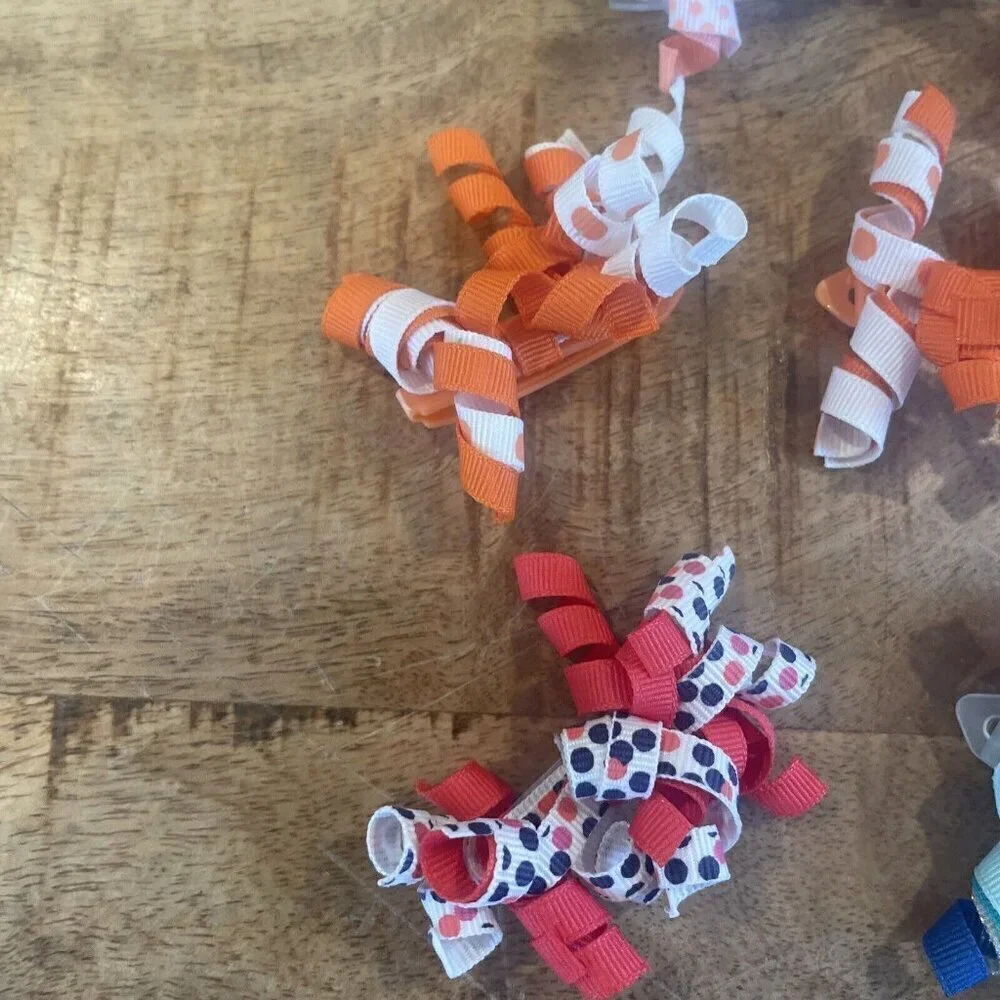 Gymboree Colorful Ribbon Hair Clip Barrettes Spiral Ribbon Halloween 9